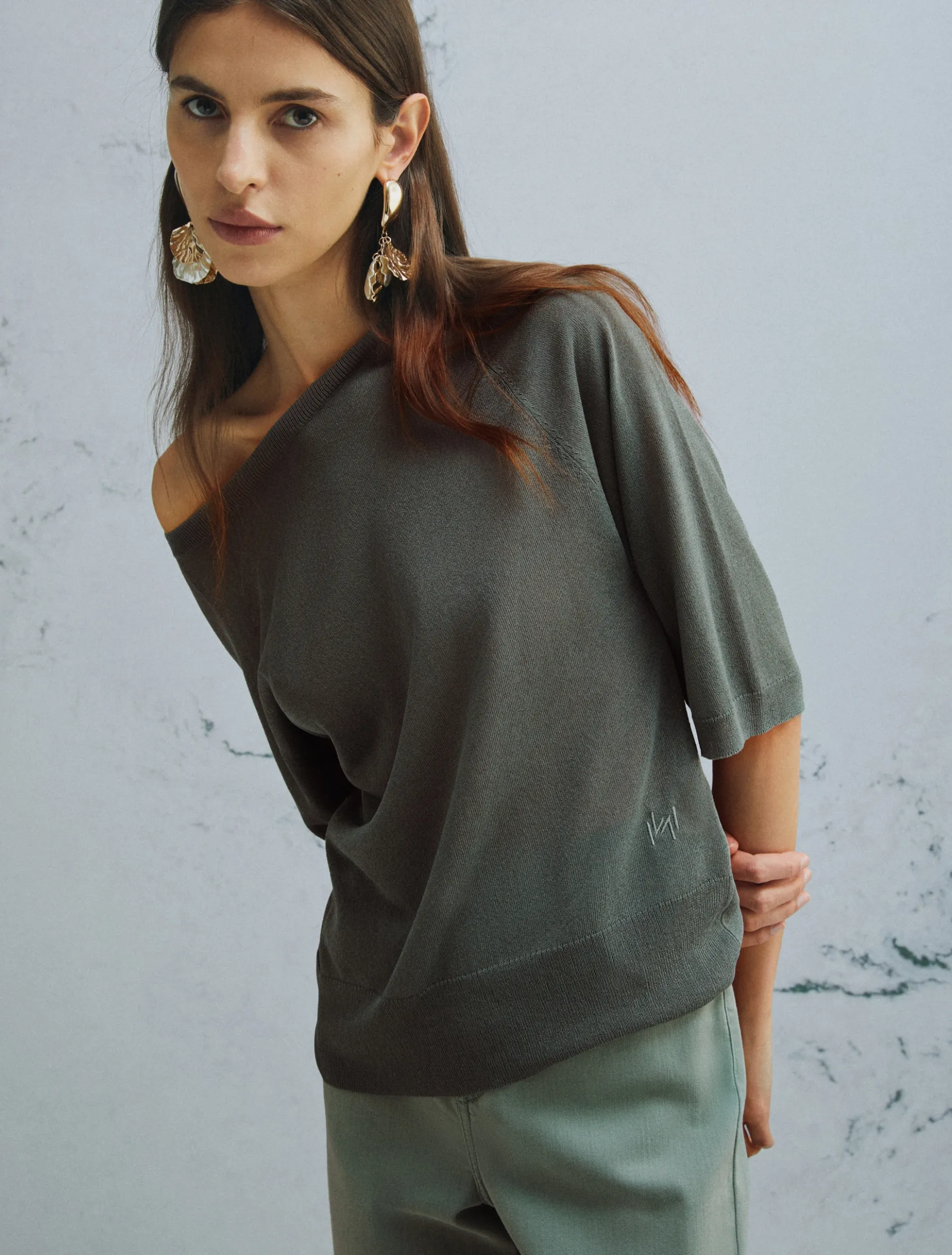 Maglia in viscosa aspetto tulle - VERDE