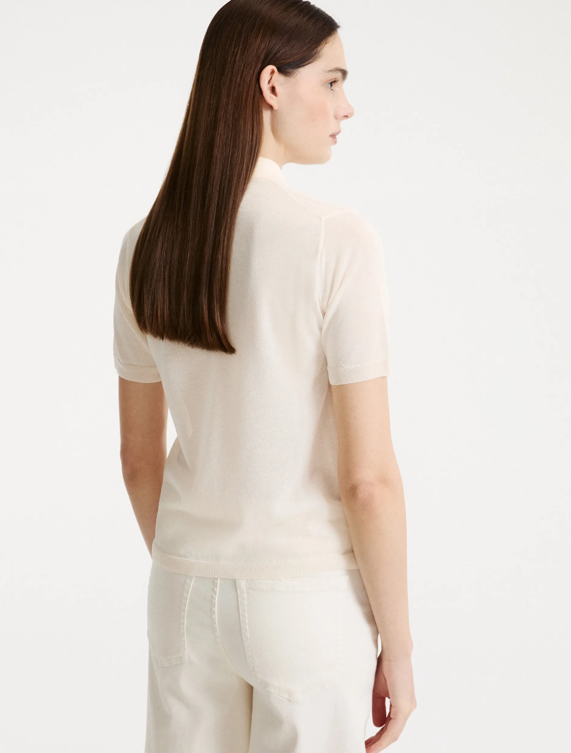 Maglia in viscosa con manica corta - BIANCO LANA