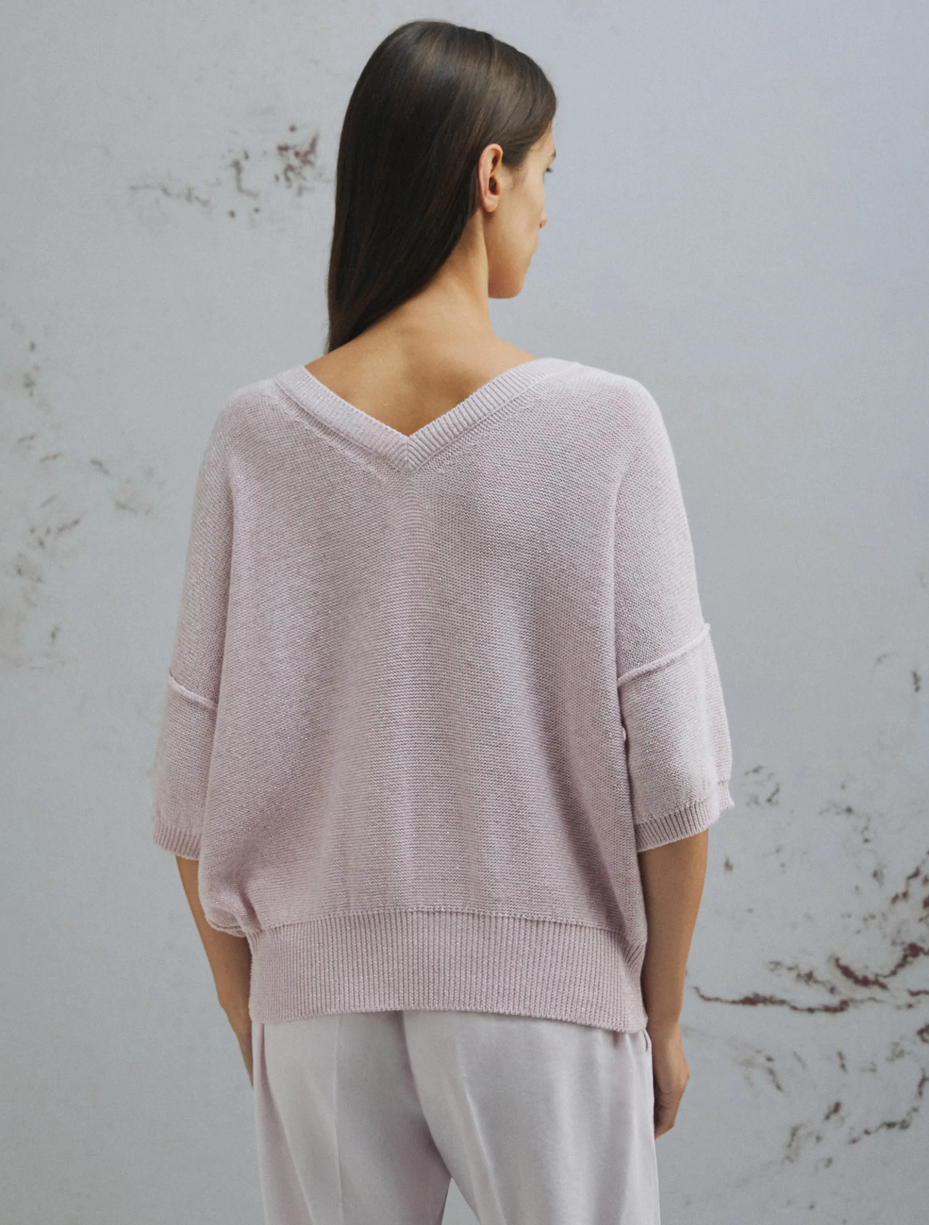 Maglia oversize con lurex - ROSA