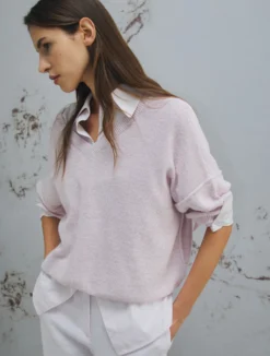 Maglia oversize con lurex - ROSA