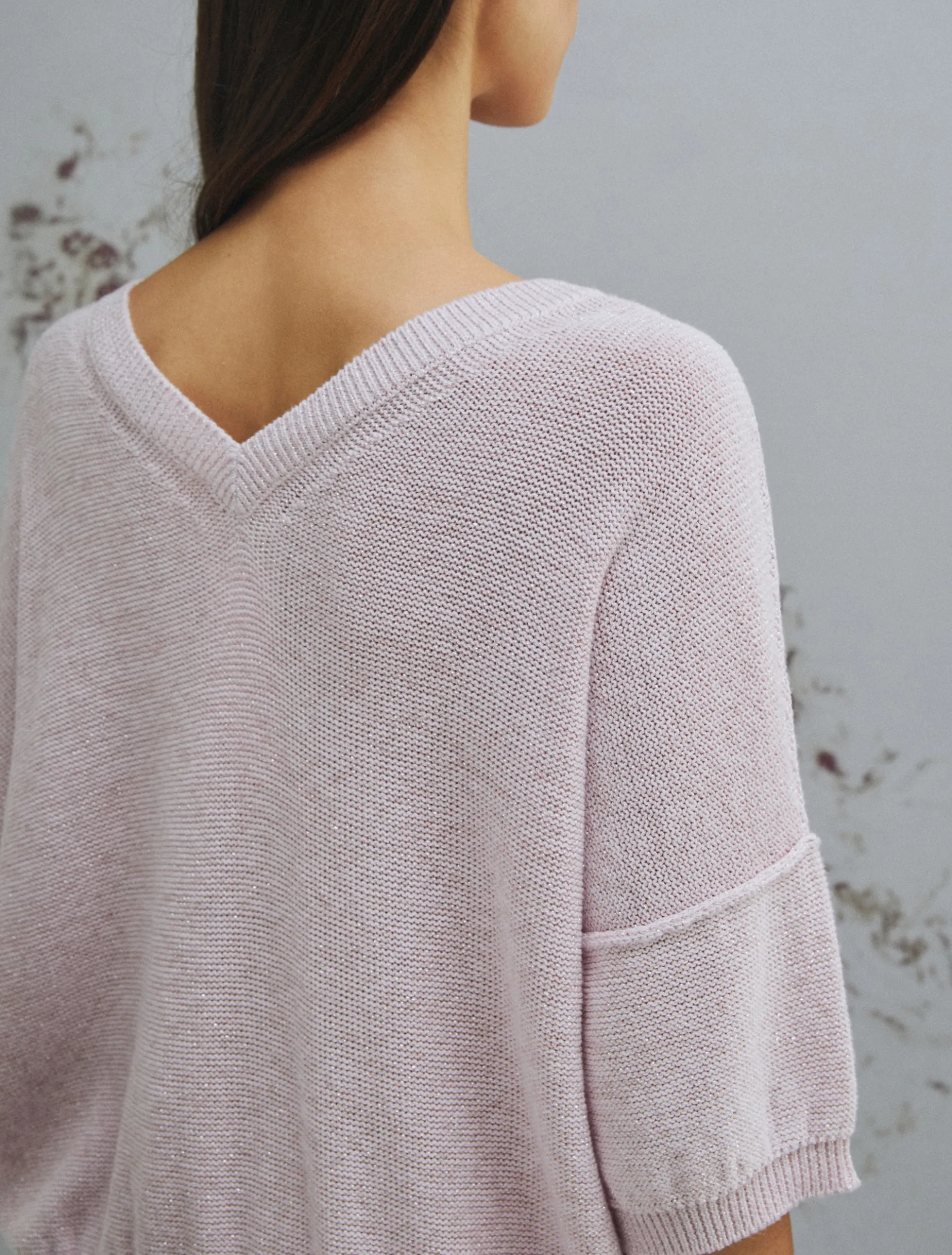 Maglia oversize con lurex - ROSA