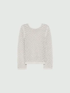Maglia traforata boxy - PANNA