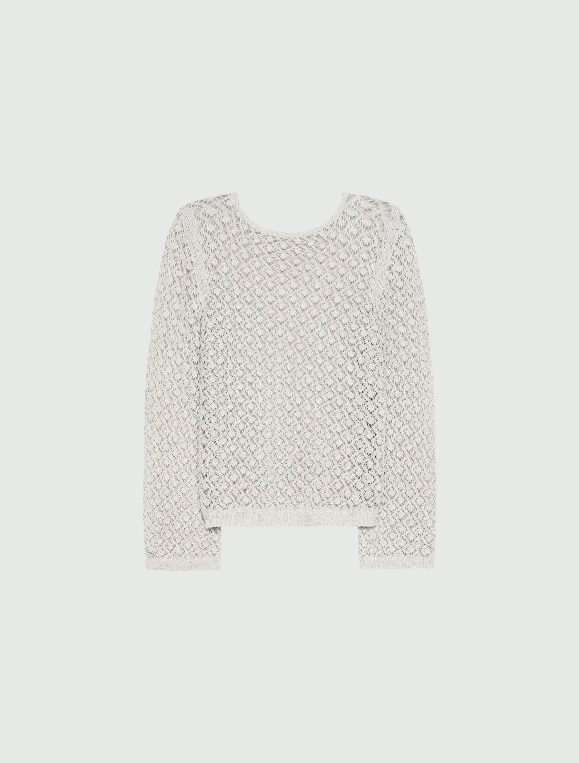 Maglia traforata boxy - PANNA