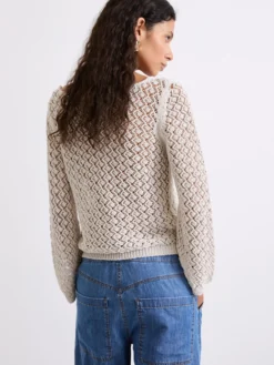 Maglia traforata boxy - PANNA