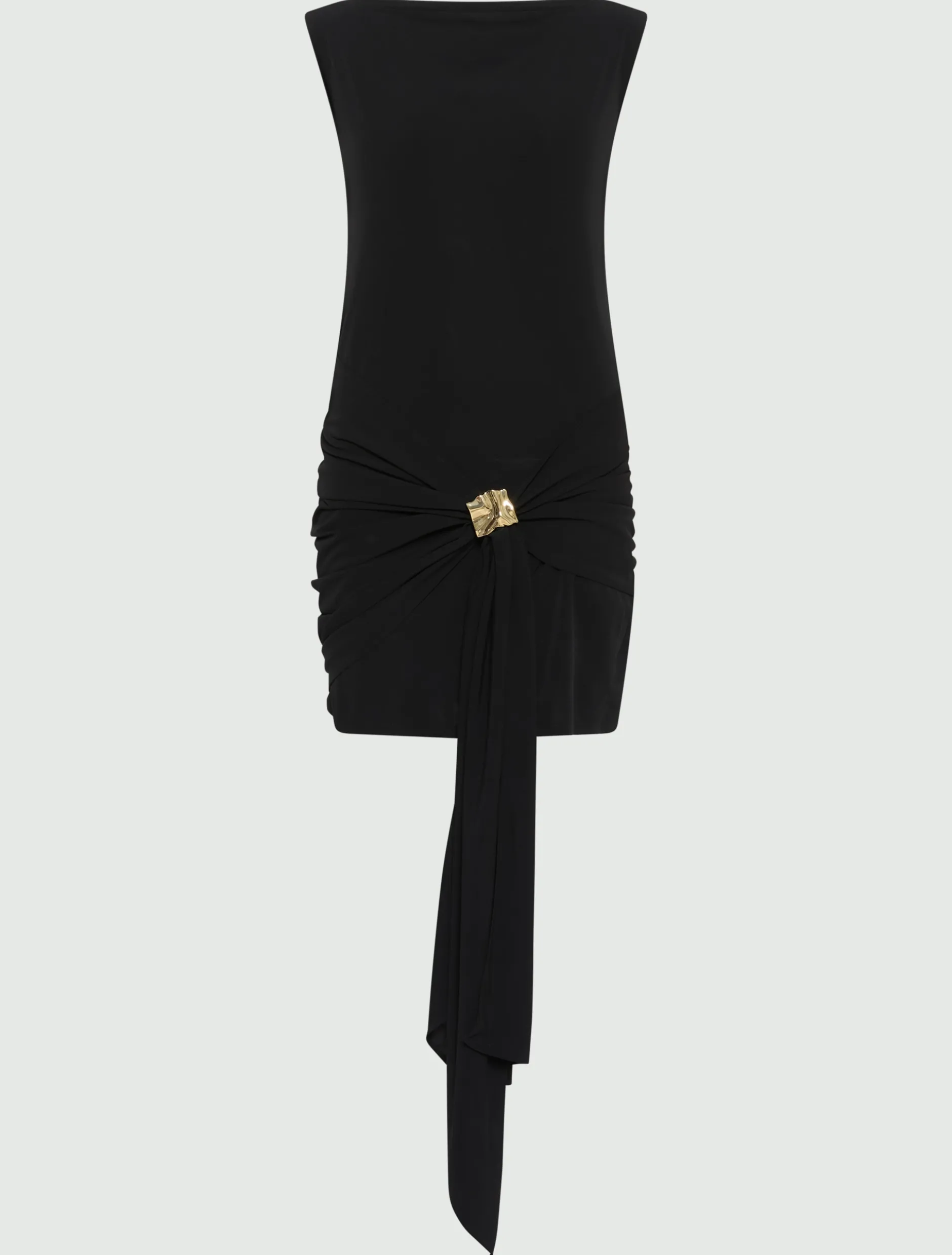 Mini abito in jersey con cintura drappeggiata - NERO