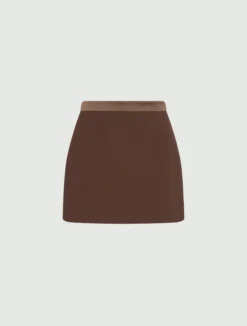 Mini gonna in envers satin - MARRONE