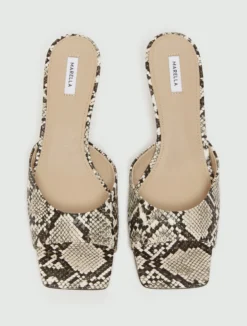 Mule con stampa pitone - MARRONE
