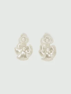 Orecchini con fiori crochet in metallo - ARGENTO