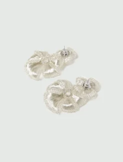 Orecchini con fiori crochet in metallo - ARGENTO