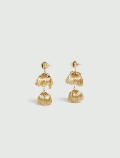 Orecchini pendenti con boccioli crochet - ORO