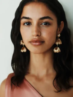 Orecchini pendenti con boccioli crochet - ORO