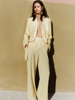 Pantalone ampio in enver satin - GIALLO