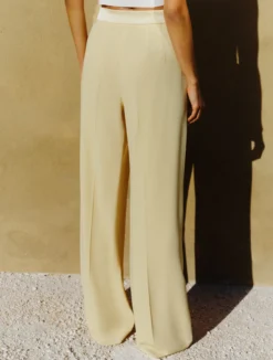 Pantalone ampio in enver satin - GIALLO