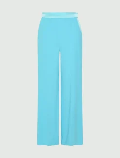 Pantalone ampio in enver satin - ACQUAMARINA
