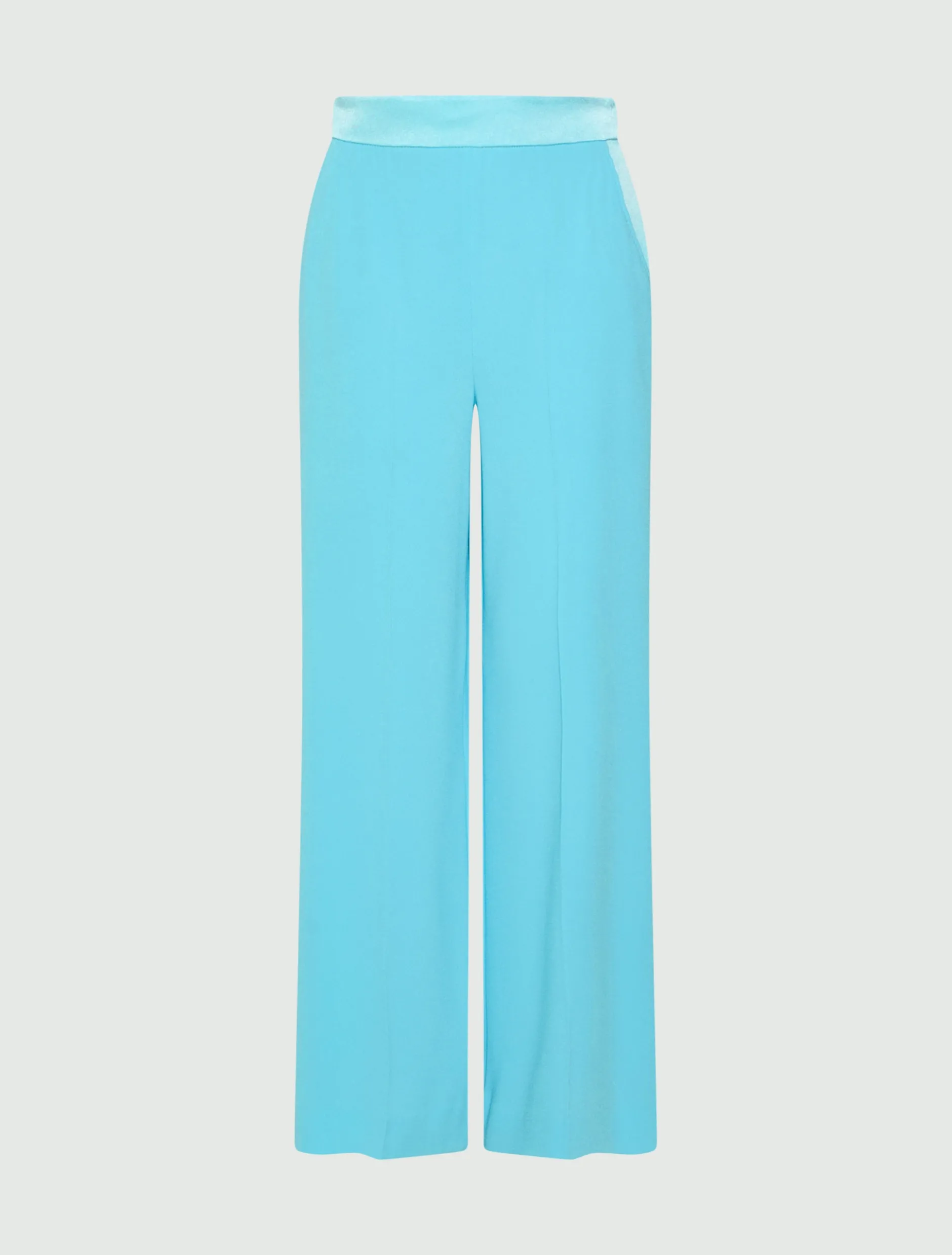 Pantalone ampio in enver satin - ACQUAMARINA