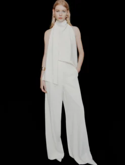 Pantalone ampio in envers satin - BIANCO LANA