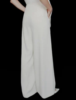 Pantalone ampio in envers satin - BIANCO LANA