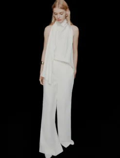 Pantalone ampio in envers satin - BIANCO LANA