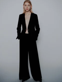 Pantalone ampio in envers satin - NERO