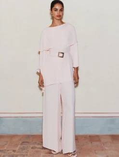 Pantalone ampio in georgette - ROSA