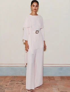 Pantalone ampio in georgette - ROSA