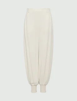 Pantalone ampio in georgette - BIANCO LANA
