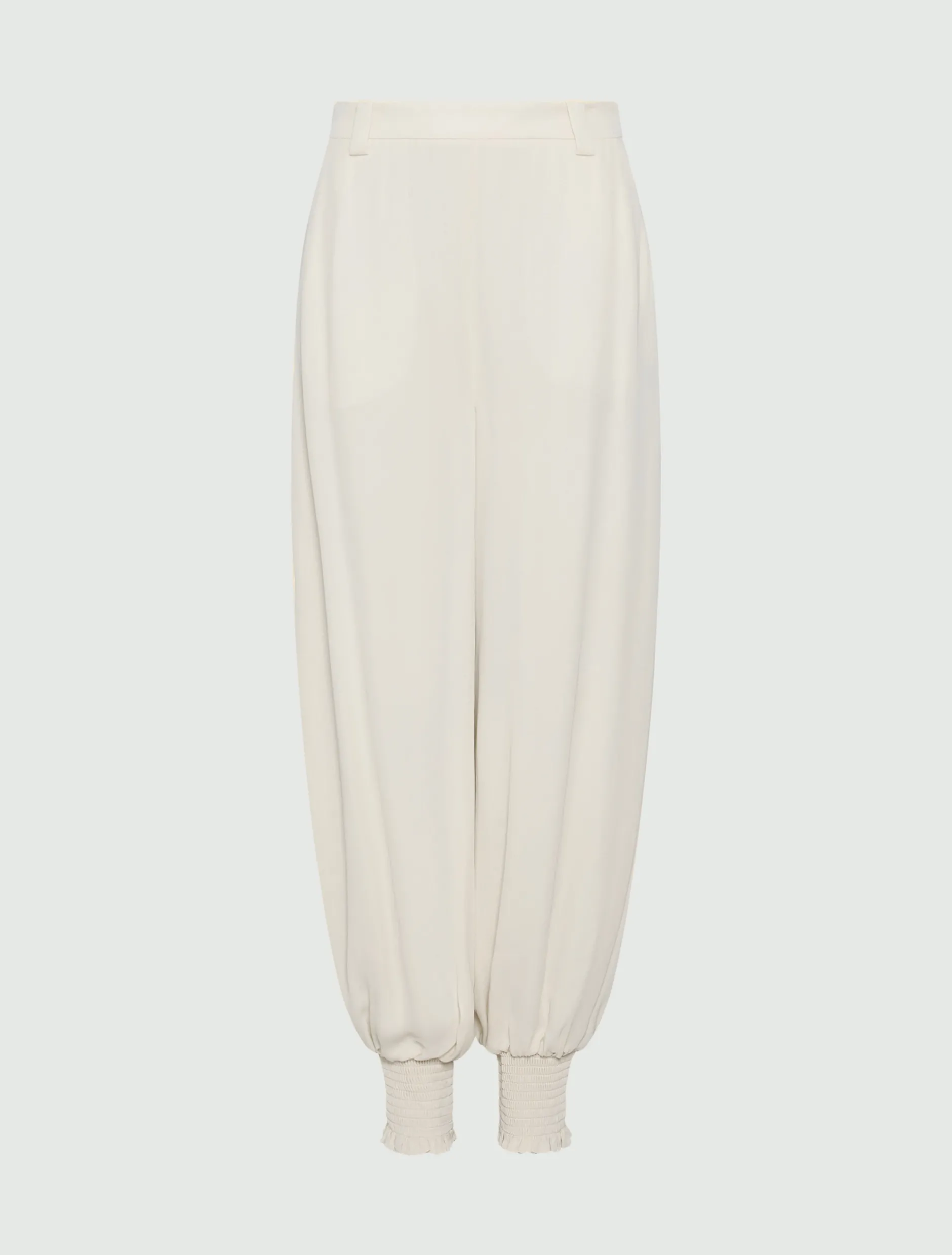 Pantalone ampio in georgette - BIANCO LANA