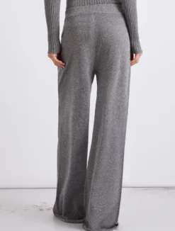 Pantalone ampio in maglia con lurex - GRIGIO