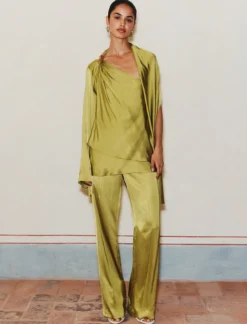 Pantalone ampio in raso stretch - ORIGANO