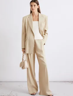 Pantalone ampio in twill - BEIGE