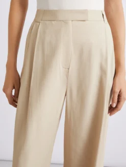 Pantalone ampio in twill - BEIGE