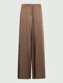 Pantalone ampio in twill crinckle - MARRONE