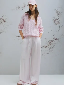 Pantalone ampio in twill crinckle - ROSA