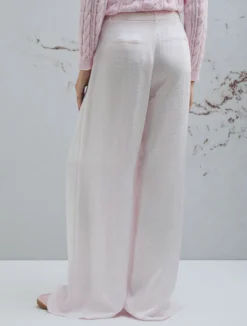 Pantalone ampio in twill crinckle - ROSA