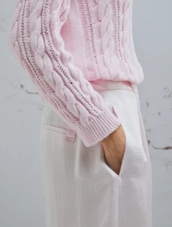 Pantalone ampio in twill crinckle - ROSA