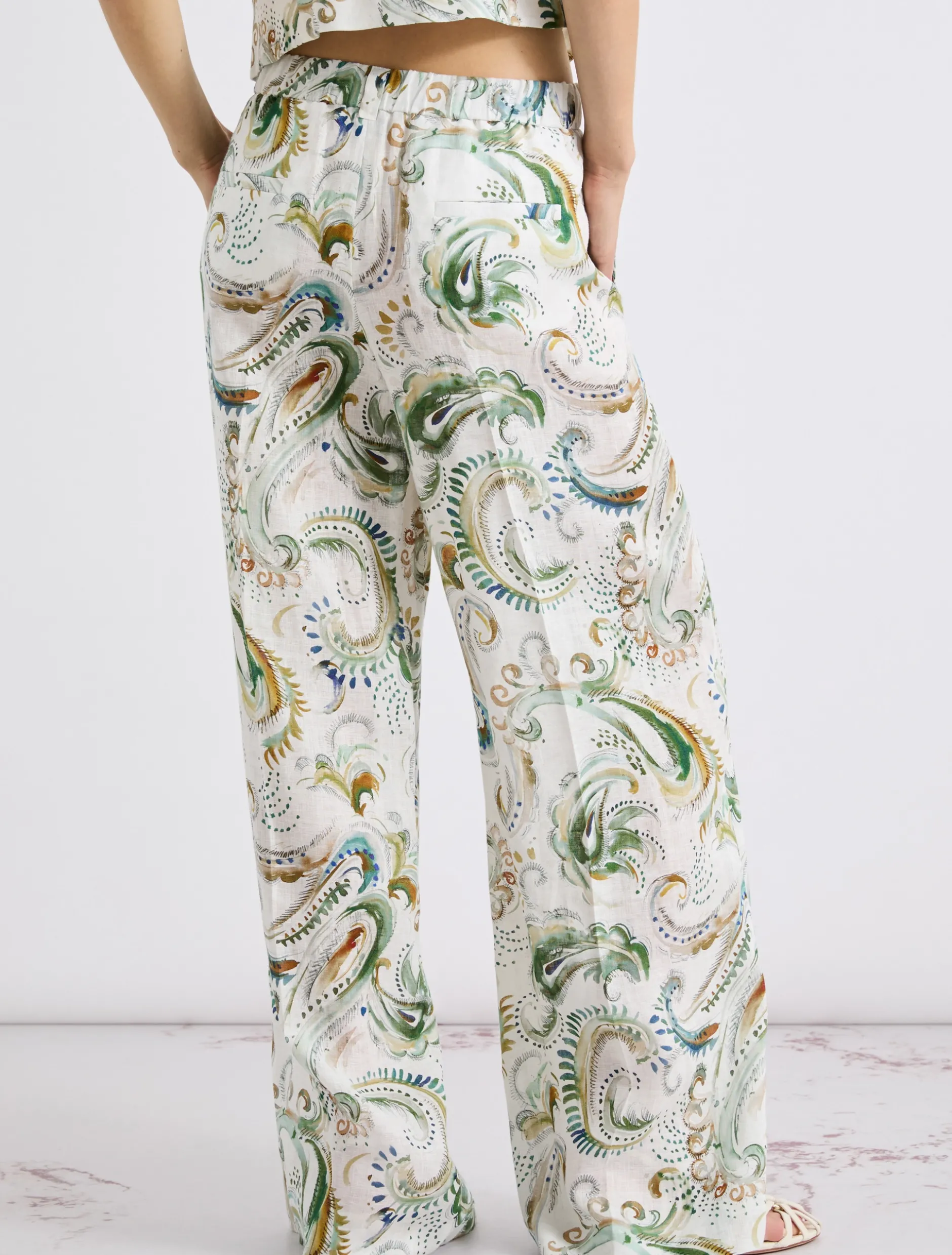 Pantalone a palazzo in lino - BIANCO OTTICO