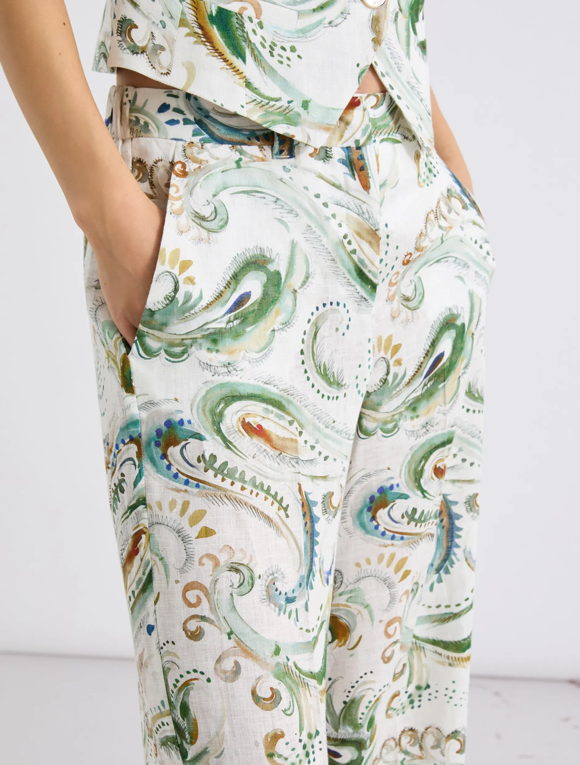 Pantalone a palazzo in lino - BIANCO OTTICO