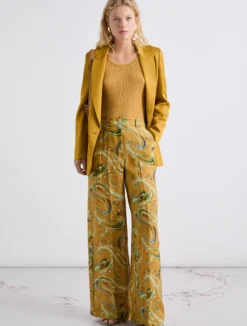 Pantalone a palazzo in lino - COGNAC