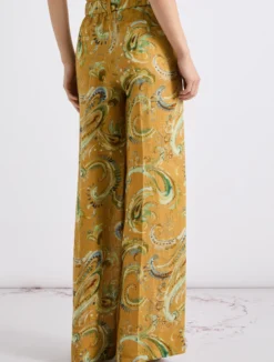 Pantalone a palazzo in lino - COGNAC