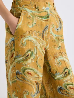 Pantalone a palazzo in lino - COGNAC