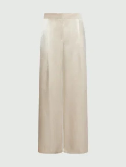 Pantalone a palazzo in raso leggero - NATURALE