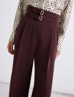 Pantalone a vita alta in cady - BORDEAUX
