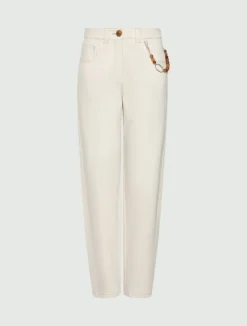 Pantalone barrel in cotone stretch - BIANCO LANA