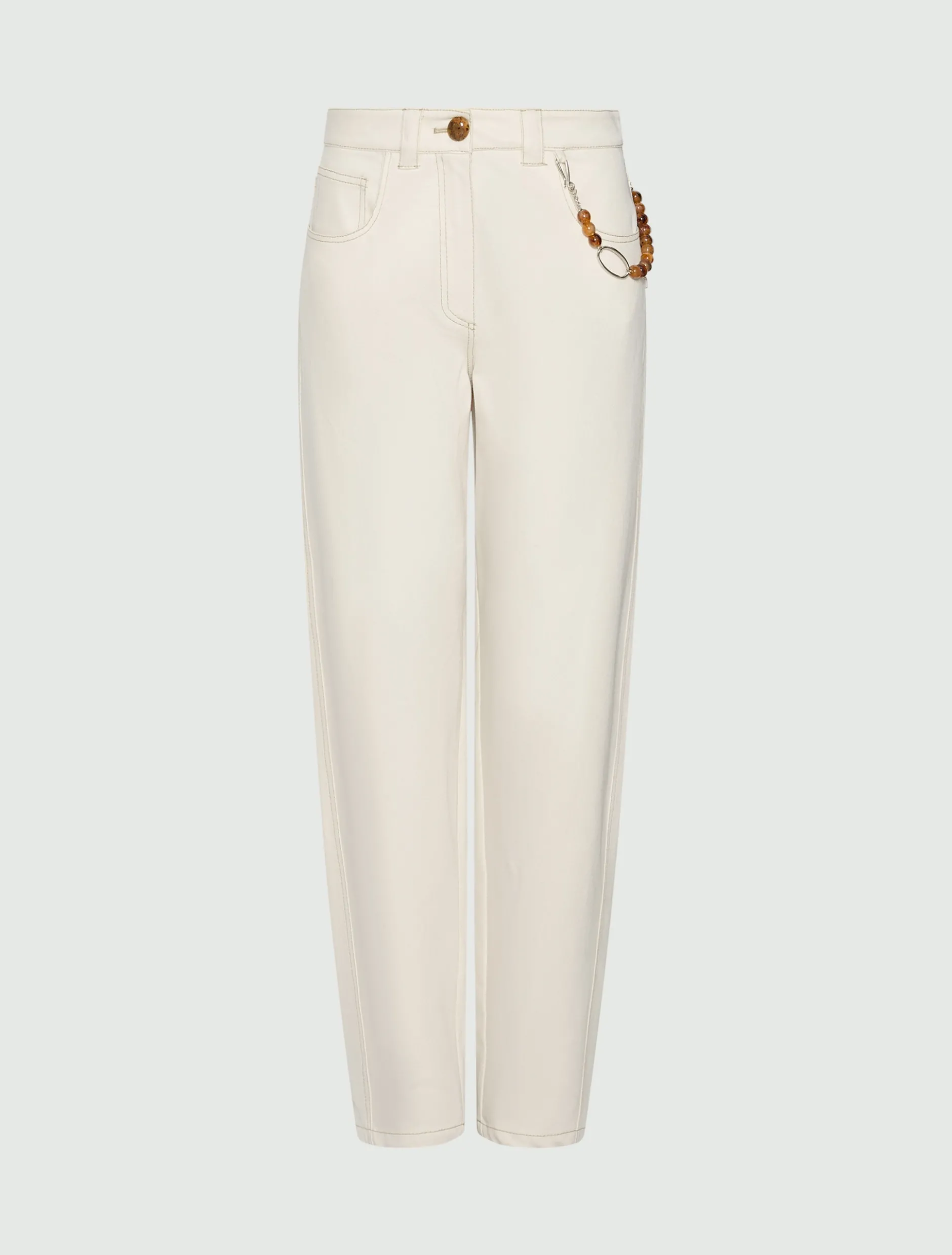 Pantalone barrel in cotone stretch - BIANCO LANA