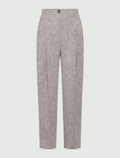 Pantalone barrel in lino - MARRONE