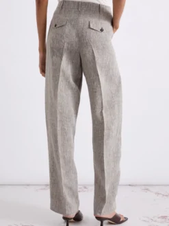 Pantalone barrel in lino - MARRONE