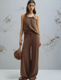 Pantalone con coulisse - MARRONE