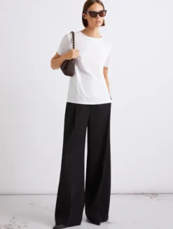 Pantalone con pince in pura lana - NERO