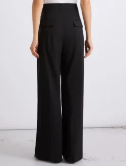 Pantalone con pince in pura lana - NERO