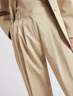 Pantalone cropped in gabardina di cotone - SABBIA